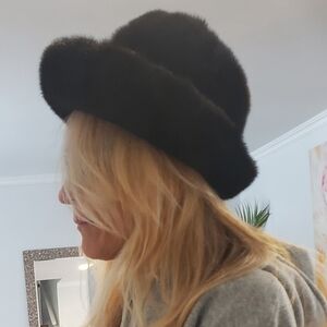 Real Mink Fur Structured Hat